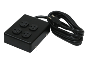 4 Outlet Quad Box-Metal-Black