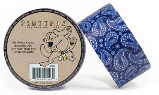 2 Inch Designer Duct Tape-Blue Paisley Print