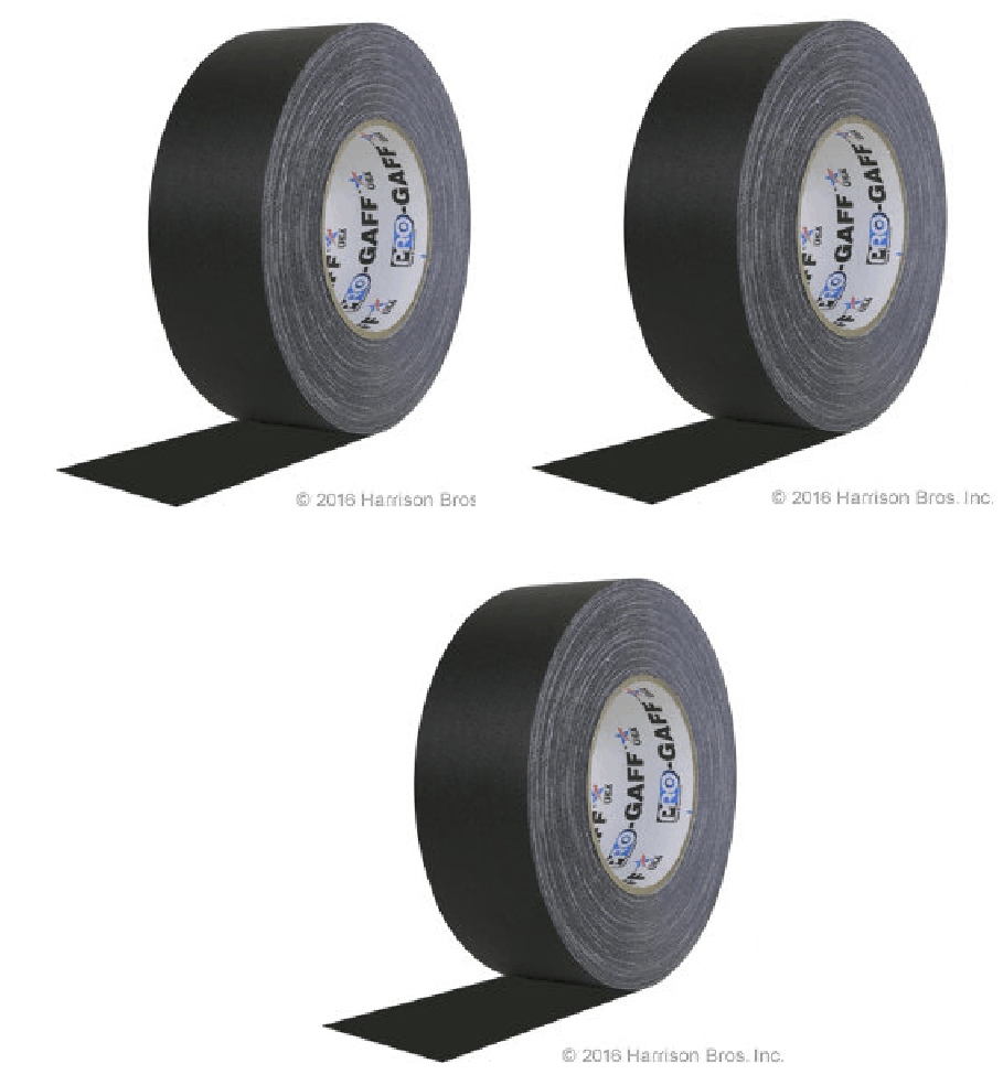 Pro Gaffer Gaffers Tape-Black-2 IN x 55 YD-3 Pack Pro Gaffer Gaffers Tape-Black-2 IN x 55 YD-3 Pack