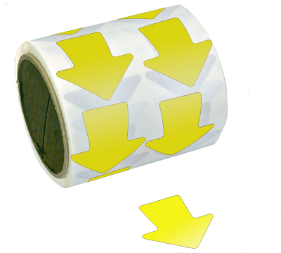 Vinyl Die Cut Arrows-Yellow-2 IN-Roll of 500 Vinyl Die Cut Arrows-Yellow-2 IN-Roll of 500