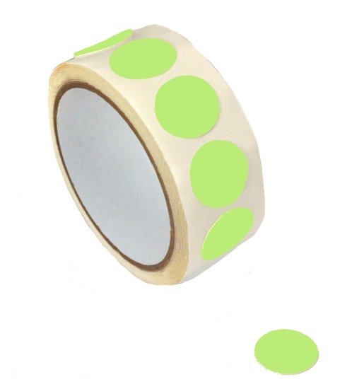 Vinyl Die Cut Dots-Glow-1 IN-Roll of 100 - Click Image to Close