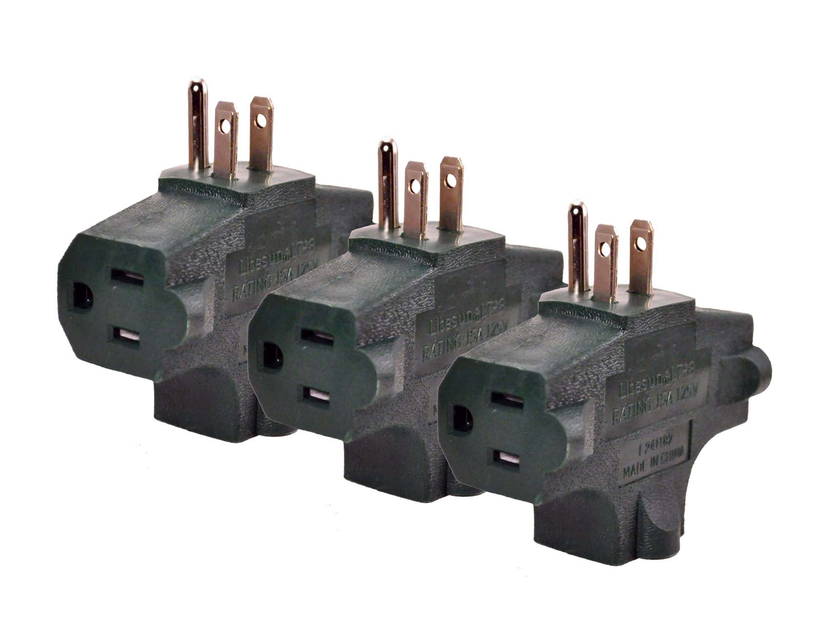 (image for) Cube Tap Tri-Outlet-Black-3 Pack