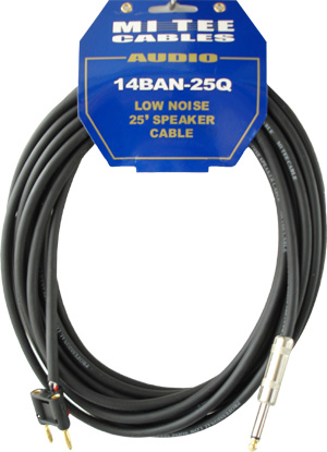 Speaker Cable-25 foot 16 Ga-1/4 INCH to Banana Plug