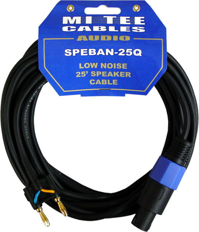 Speaker Cable-25 Foot-16 Ga-Speakon to Banana Plug - Click Image to Close