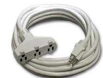 (image for) White 12 Gauge Extension Cord-Triple Tap Connector-50 Foot