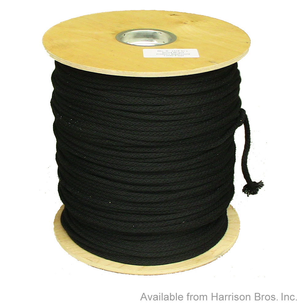 Cotton Sash Cord-Black-600 FT Spool- #8-1/4 IN Diameter Cotton Sash Cord-Black-600 FT Spool- #8-1/4 IN Diameter